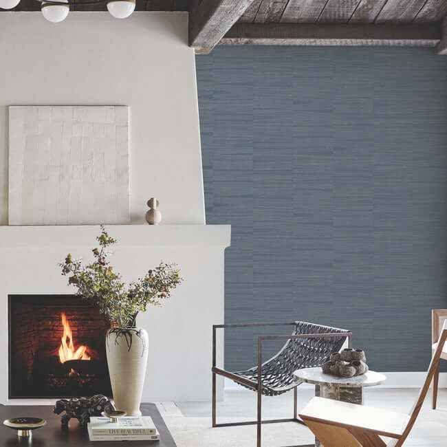 Line Stripe Wallpaper Indigo - York Wallcoverings - OI0663 - York Wallcoverings Wallpaper