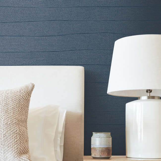 natural-grid-wallpaper-navy-york-wallcoverings-oi0694 - York Wallcoverings Wallpaper