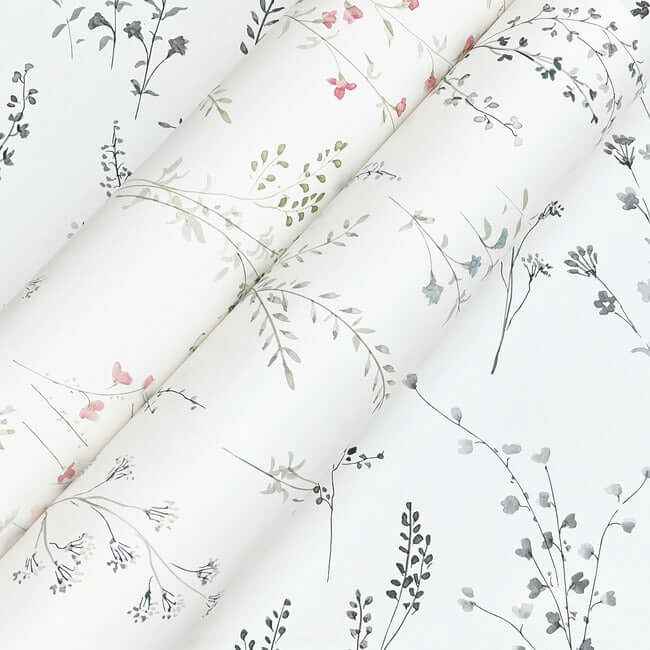 Wildflower Sprigs Black & White Peel & Stick Wallpaper - York Wallcoverings - PSW1522RL - York Wallcoverings Wallpaper