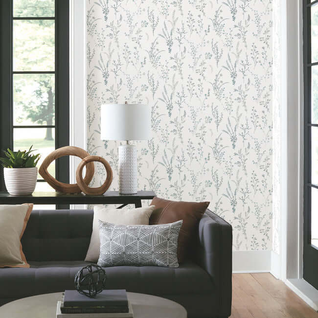 wildflower-sprigs-blue-green-peel-stick-wallpaper-york-wallcoverings-psw1523rl - York Wallpaper Wallpaper