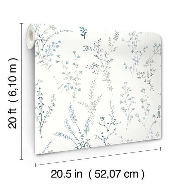 wildflower-sprigs-blue-green-peel-stick-wallpaper-york-wallcoverings-psw1523rl - York Wallpaper Wallpaper