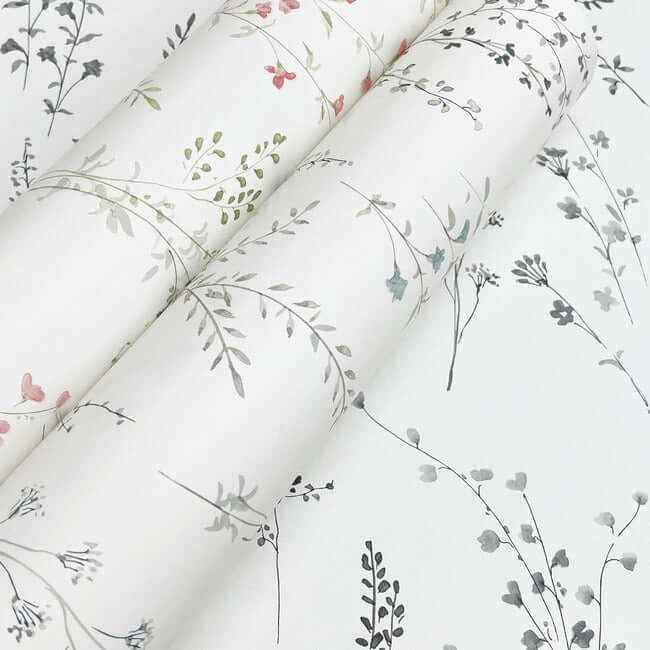 Wildflower Sprigs Blue & Green Peel & Stick Wallpaper - York Wallcoverings - PSW1523RL - York Wallcoverings Wallpaper