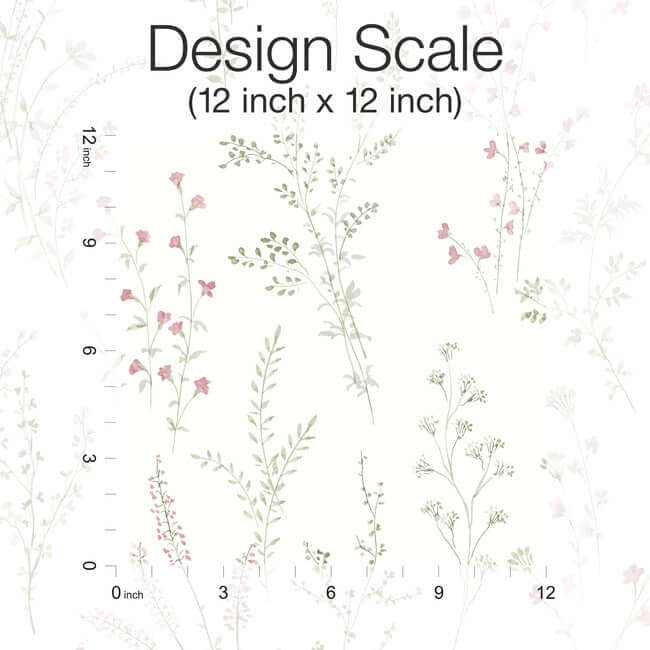 wildflower-sprigs-peel-and-stick-wallpaper-pinkgreengrey-york-wallcoverings-psw1524rl - York Wallcoverings Wallpaper