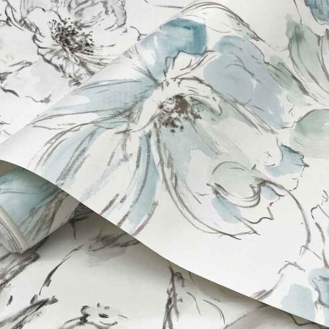 Floral Dreams Grey Peel & Stick Wallpaper - York Wallcoverings - PSW1530RL - York Wallcoverings Wallpaper