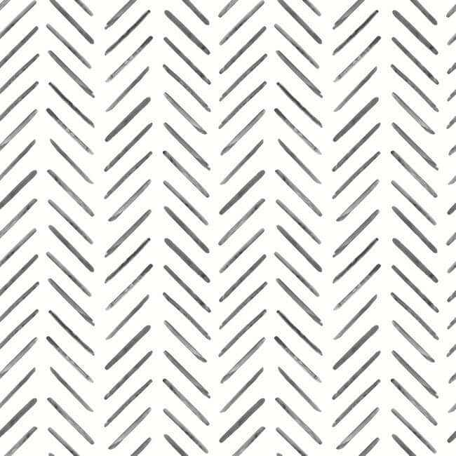 Painted Herringbone Black Peel & Stick Wallpaper - York Wallcoverings - PSW1525RL - York Wallcoverings Wallpaper