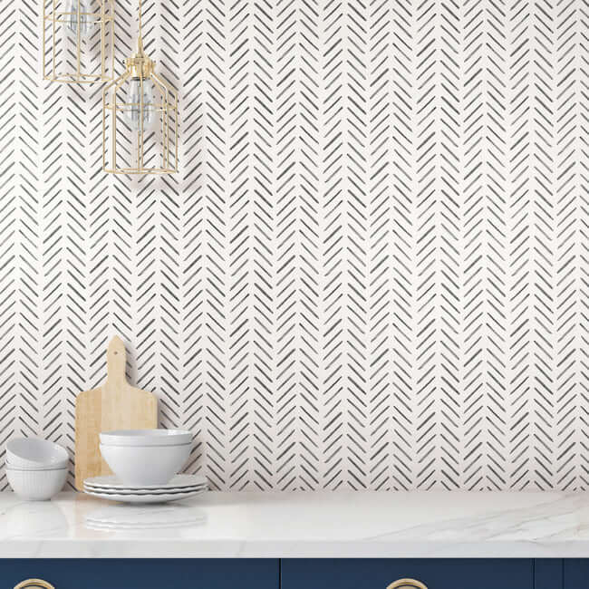 painted-herringbone-peel-and-stick-wallpaper-black-york-wallcoverings-psw1525rl - York Wallcoverings Wallpaper