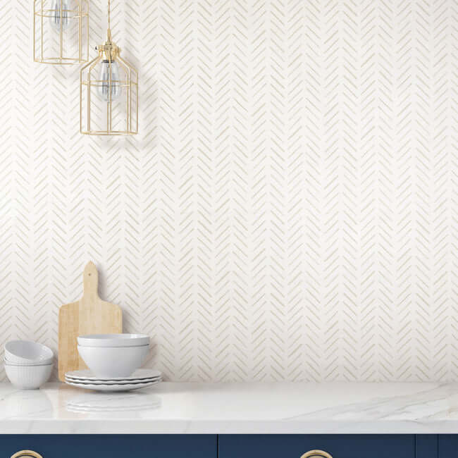 painted-herringbone-sand-peel-stick-wallpaper-york-wallcoverings-psw1529rl - York Wallpaper Wallpaper