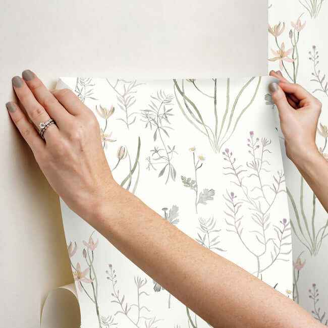 Alpine Botanical Lavender Peel & Stick Wallpaper - York Wallcoverings - PSW1521RL - York Wallcoverings Wallpaper