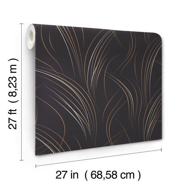 graceful-wisp-wallpaper-black-york-wallcoverings-ev3938 - York Wallcoverings Wallpaper