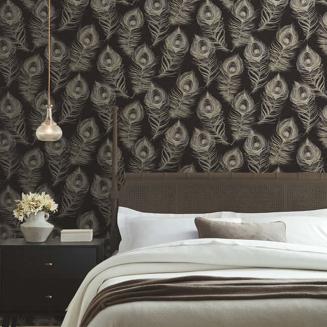 regal-peacock-black-wallpaper-york-wallcoverings-ev3942 - York Wallpaper Wallpaper