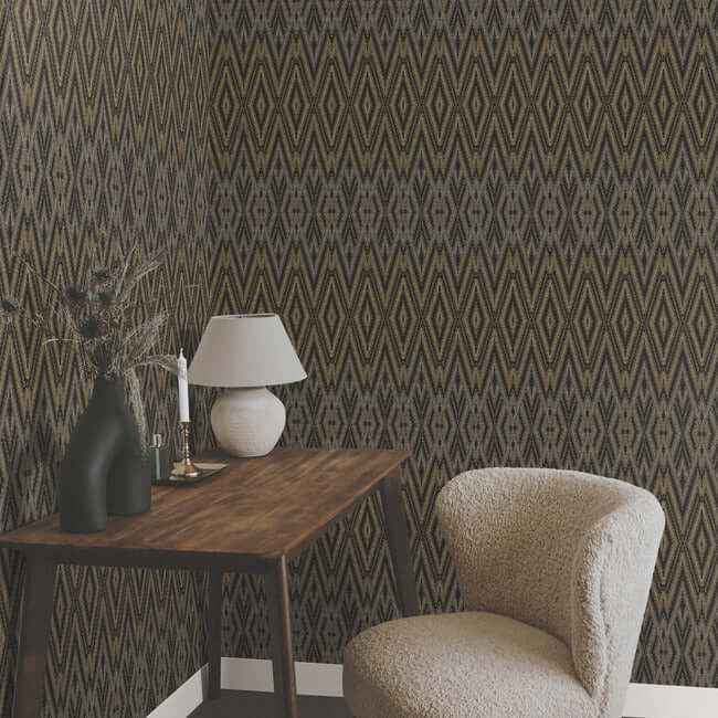 Diamond Marquise Black Wallpaper - York Wallcoverings - EV3912
