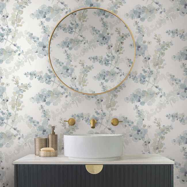 Blossom Fling Blue Wallpaper - York Wallcoverings - EV3974 - York Wallcoverings Wallpaper