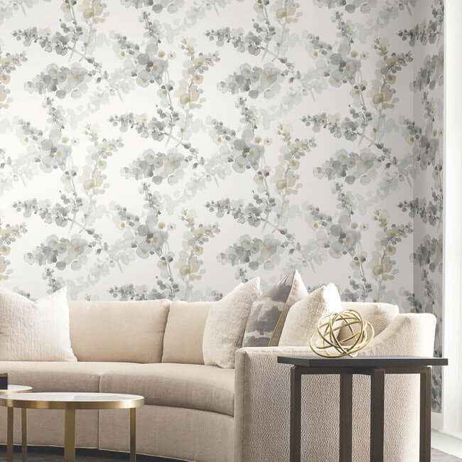 Blossom Fling Steel Wallpaper - York Wallcoverings - EV3971