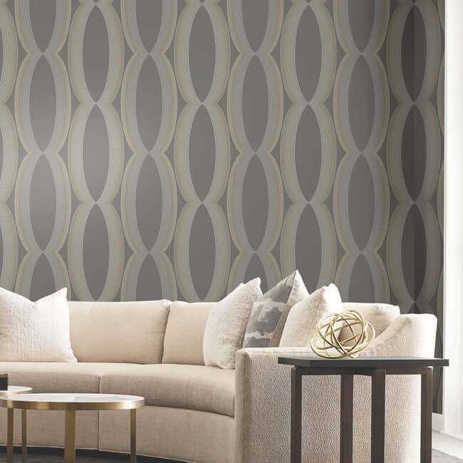 progression-ogee-charcoal-wallpaper-york-wallcoverings-ev3986 - York Wallpaper Wallpaper