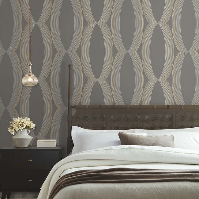 progression-ogee-charcoal-wallpaper-york-wallcoverings-ev3986 - York Wallpaper Wallpaper