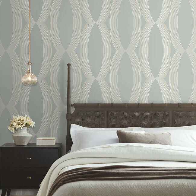 Progression Ogee Light Blue Wallpaper - York Wallcoverings - EV3985 - York Wallcoverings Wallpaper