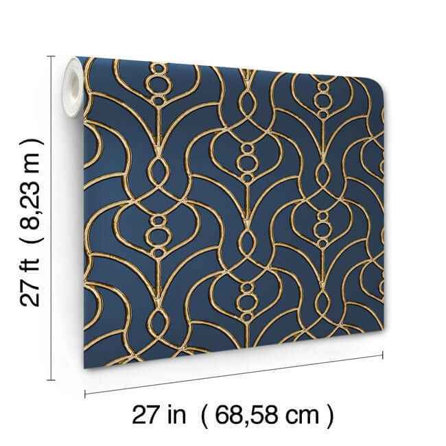 Divine Trellis Navy Wallpaper - York Wallcoverings - EV3946 - York Wallcoverings Wallpaper