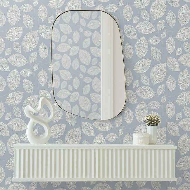 Contoured Leaves Indigo Blue Wallpaper - York Wallcoverings - EV3925 - York Wallcoverings Wallpaper
