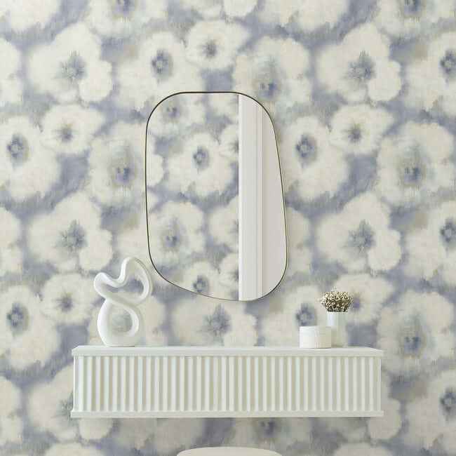 Blended Floral Blue Wallpaper - York Wallcoverings - EV3964 - York Wallcoverings Wallpaper