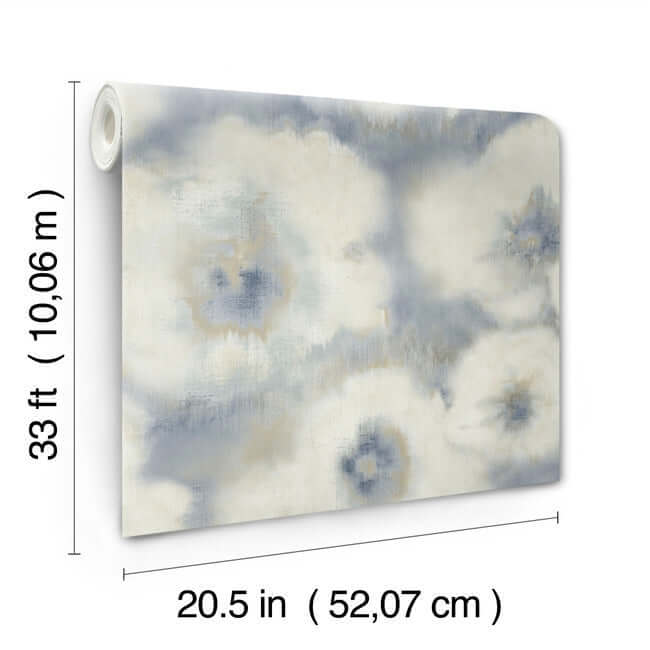 blended-floral-blue-wallpaper-york-wallcoverings-ev3964 - York Wallpaper Wallpaper