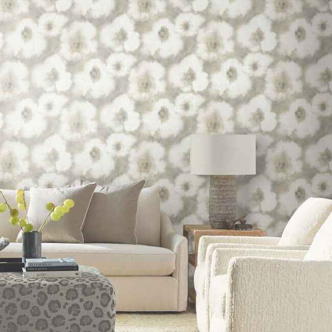 Blended Floral Neutral Wallpaper - York Wallcoverings - EV3962 - York Wallcoverings Wallpaper