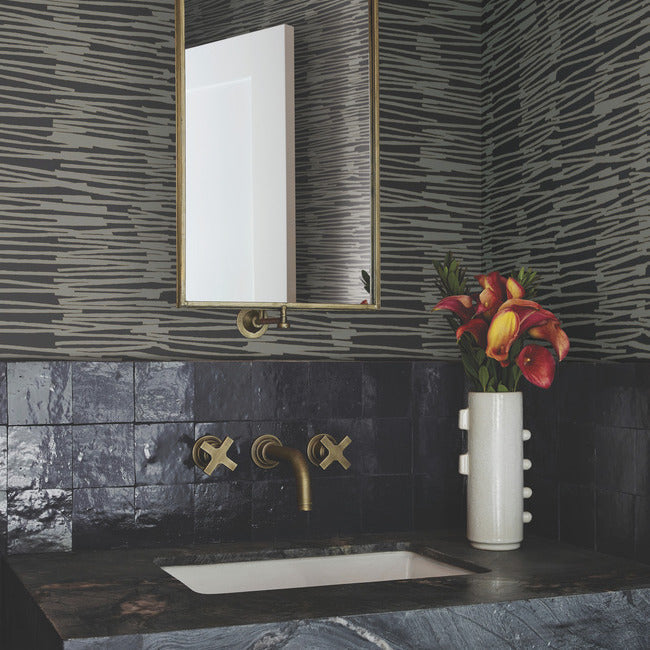 nikki-chu-water-reed-thatch-wallpaper-black-gold-york-wallcoverings-ag2095