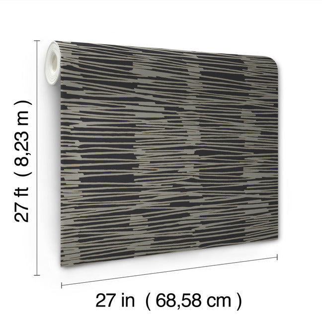 nikki-chu-water-reed-thatch-wallpaper-black-gold-york-wallcoverings-ag2095