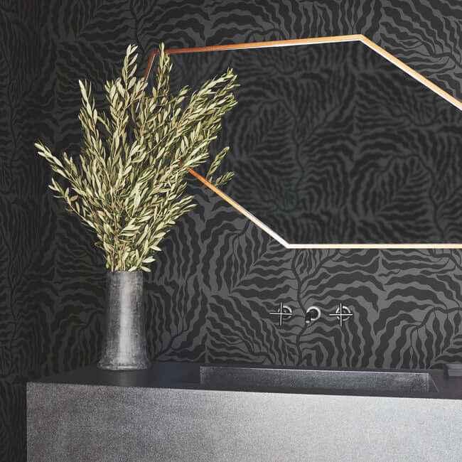 Fern Fronds Black Wallpaper - York Wallcoverings - AG2062
