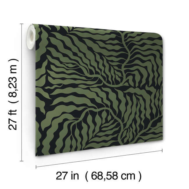 fern-fronds-black-green-wallpaper-york-wallcoverings-ag2061 - York Wallpaper Wallpaper