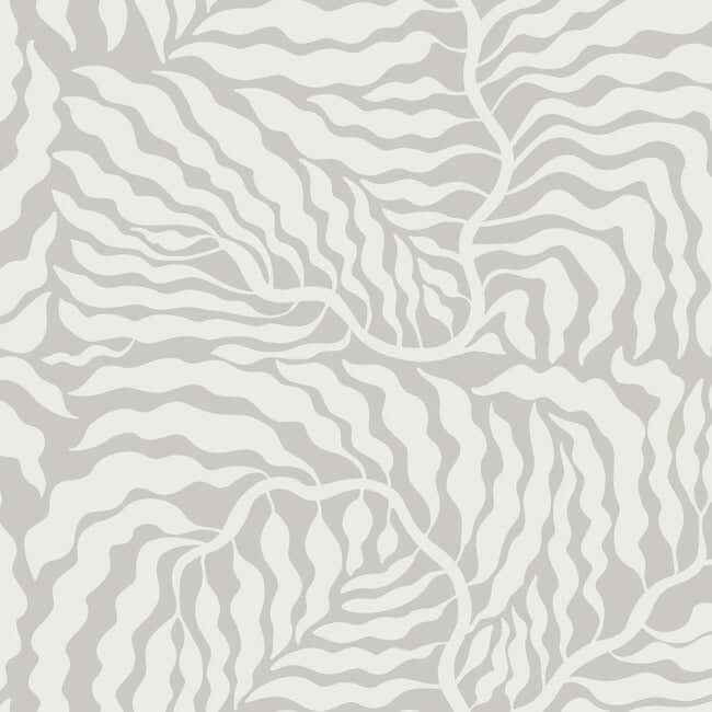 Fern Fronds Grey & White Wallpaper - York Wallcoverings - AG2064 - York Wallcoverings Wallpaper