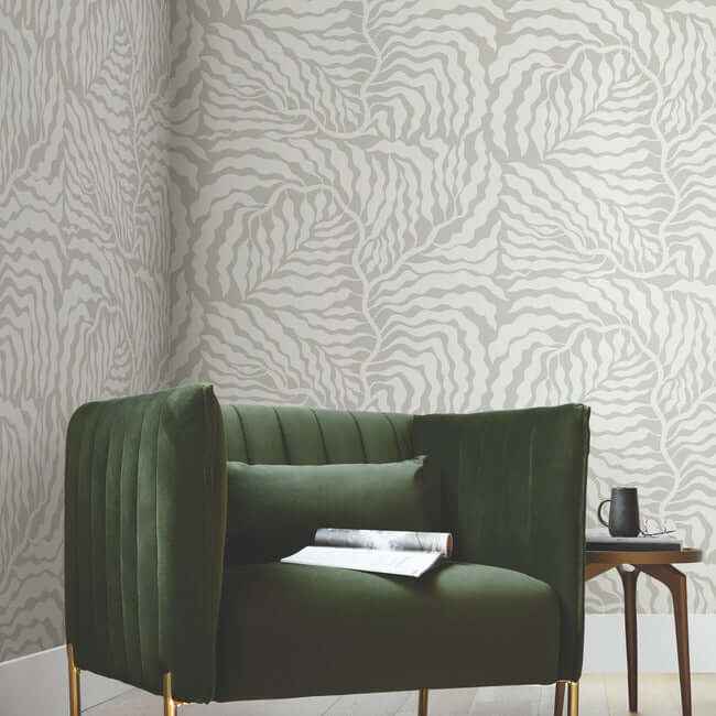 Fern Fronds Grey & White Wallpaper - York Wallcoverings - AG2064 - York Wallcoverings Wallpaper