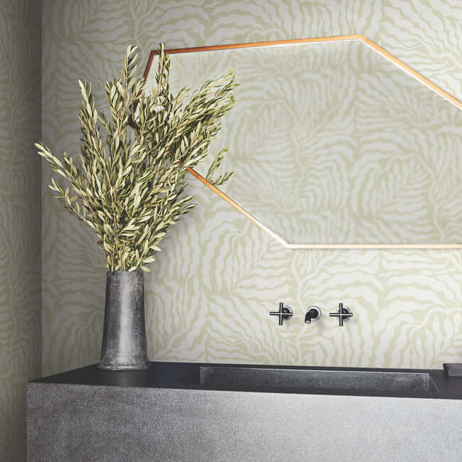 fern-fronds-light-green-white-wallpaper-york-wallcoverings-ag2065 - York Wallpaper Wallpaper
