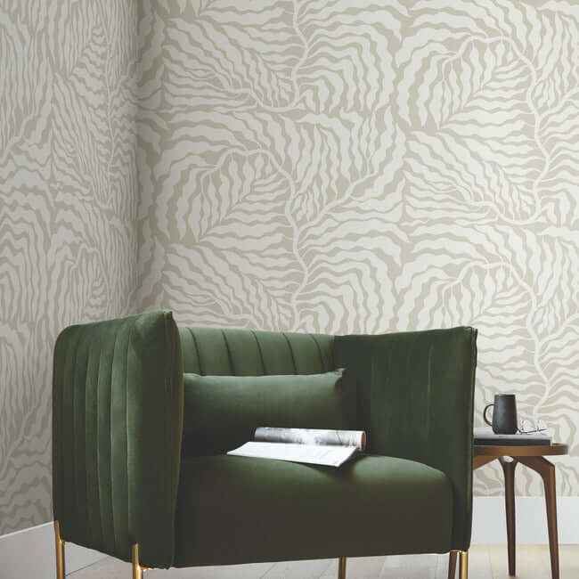 Fern Fronds Taupe & White Wallpaper - York Wallcoverings - AG2063 - York Wallcoverings Wallpaper