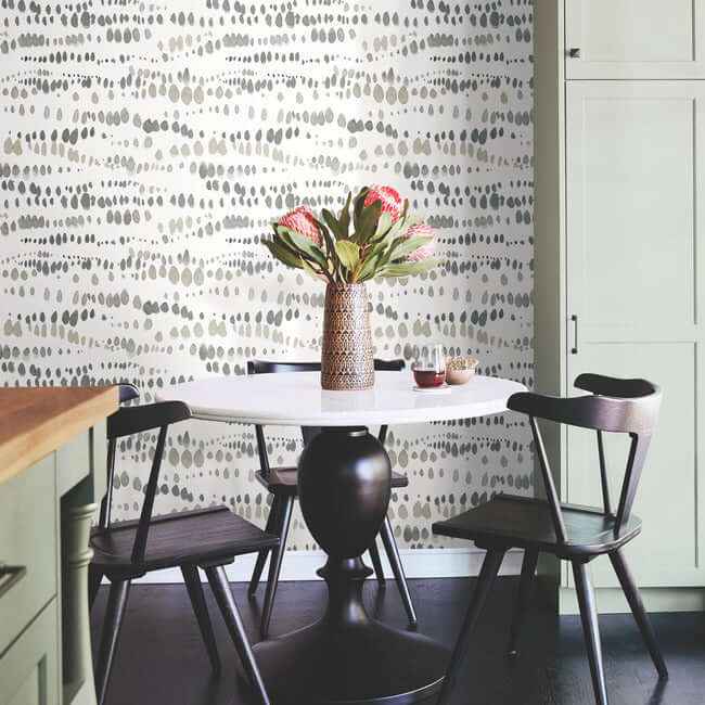 Dewdrops Black & Taupe Wallpaper - York Wallcoverings - AG2046