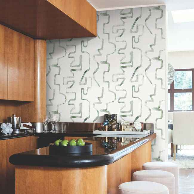 Abstract Aura Green & Grey Wallpaper - York Wallcoverings - AG2051