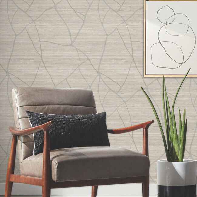 Raska Taupe Wallpaper - York Wallcoverings - AG2082