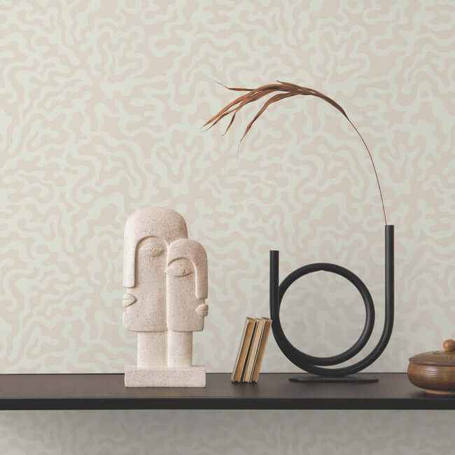 Nebulous Cloud Almond & Metallic Wallpaper - York Wallcoverings - AG2021
