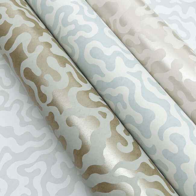 Nebulous Cloud Grey & Gold Wallpaper - York Wallcoverings - AG2023