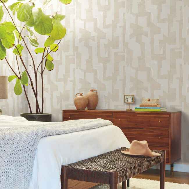 Modern Tribal Caramel & Cream Wallpaper - York Wallcoverings - AG2103 - York Wallcoverings Wallpaper