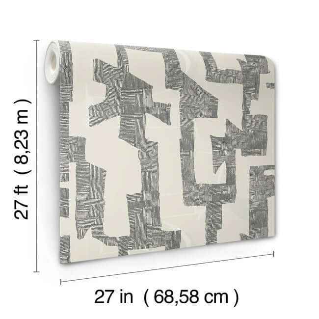 Modern Tribal Linen & Charcoal Wallpaper - York Wallcoverings - AG2101 - York Wallcoverings Wallpaper