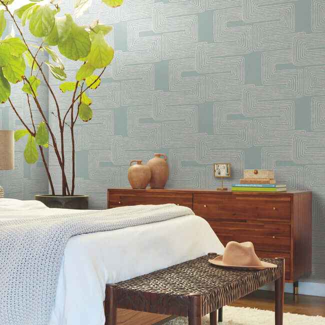 Zulu Thread Azure & Gold Wallpaper - York Wallcoverings - AG2034 - York Wallcoverings Wallpaper