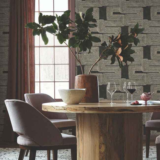 Zulu Thread Black & Gold Wallpaper - York Wallcoverings - AG2032 - York Wallcoverings Wallpaper