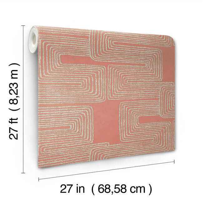 Zulu Thread Coral & Glint Wallpaper - York Wallcoverings - AG2031 - York Wallcoverings Wallpaper