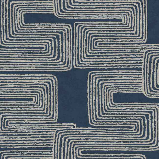 Zulu Thread Midnight & Silver Wallpaper - York Wallcoverings - AG2033