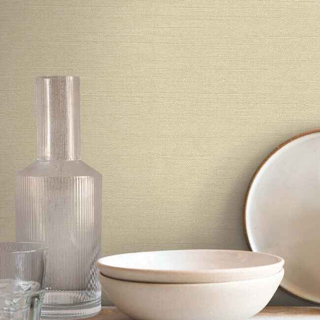 Shimmering Linen Cream Wallpaper - York Wallcoverings - SI24371 - York Wallcoverings Wallpaper