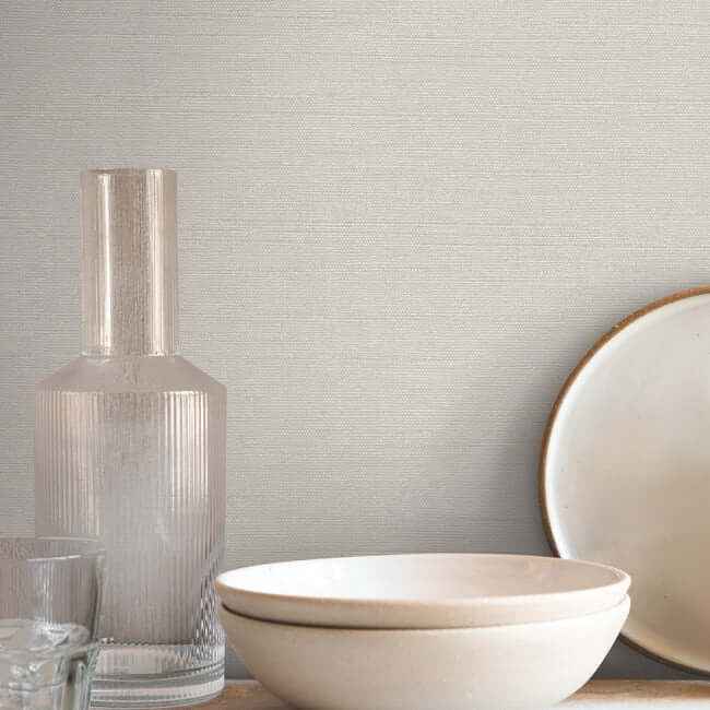 Shimmering Linen Ivory Wallpaper - York Wallcoverings - SI24373 - York Wallcoverings Wallpaper