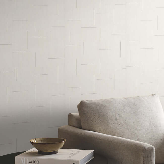 geo-block-weave-wallpaper-ivory-york-wallcoverings-si24906 - York Wallcoverings Wallpaper