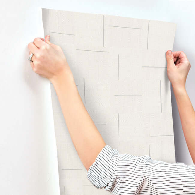 geo-block-weave-wallpaper-ivory-york-wallcoverings-si24906 - York Wallcoverings Wallpaper