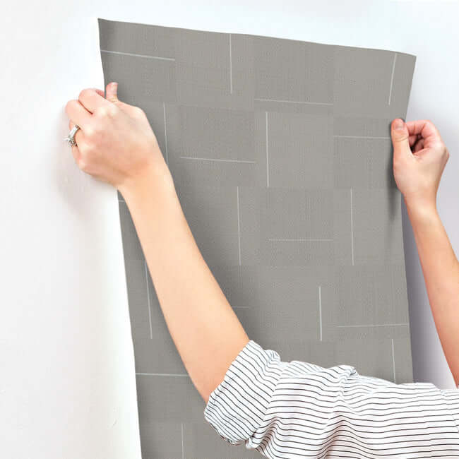geo-block-weave-wallpaper-taupe-york-wallcoverings-si24903 - York Wallcoverings Wallpaper