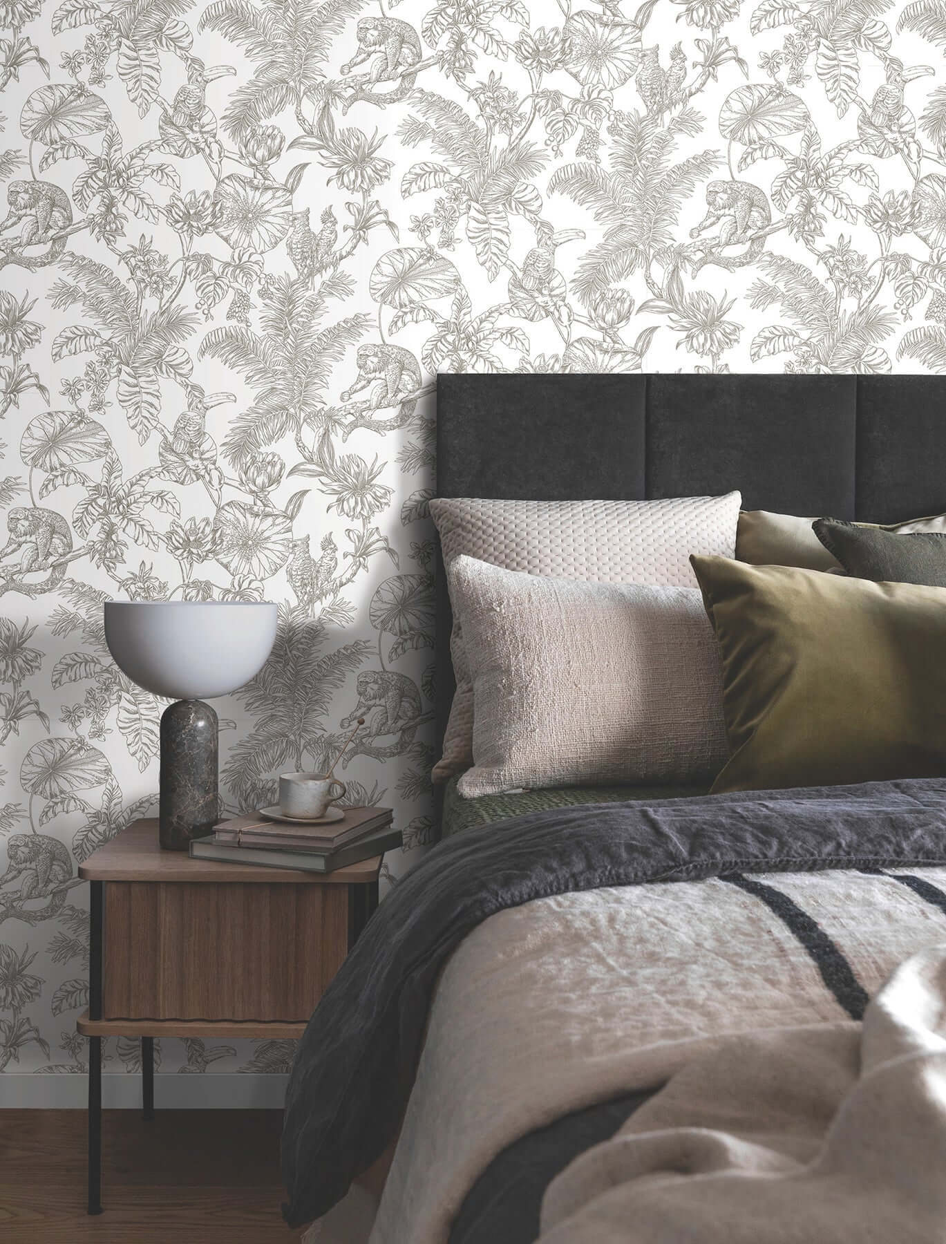 tropical-sketch-toile-brown-wallpaper-york-wallcoverings-rt7843 - York Wallpaper Wallpaper